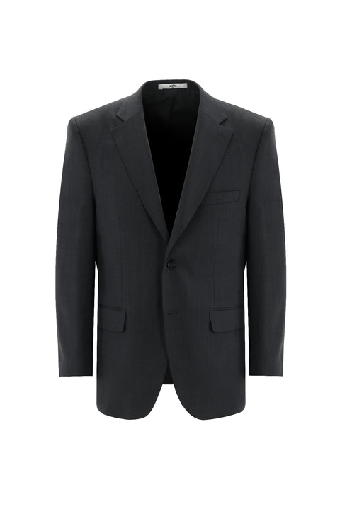 Black 4-Drop Relaxed Fit Comfortable Cut Wool Eyelet Suit
