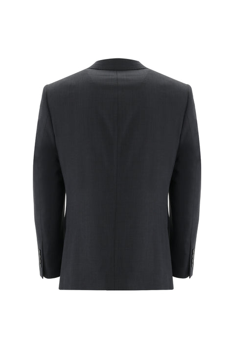 Black 4-Drop Relaxed Fit Comfortable Cut Wool Eyelet Suit