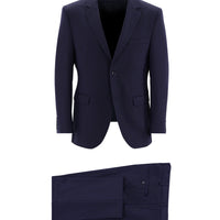 Medium Navy 7 Drop Slim Fit Narrow Cut Wool Eyelet Suit