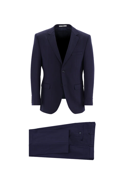 Medium Navy 7 Drop Slim Fit Narrow Cut Wool Eyelet Suit