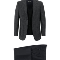 Black 6 Drop Regular Fit Linen Suit with Vest