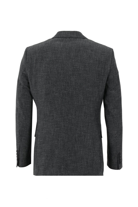 Black 6 Drop Regular Fit Linen Suit with Vest
