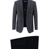 Dark Navy 7 Drop Slim Fit Linen Suit with Vest