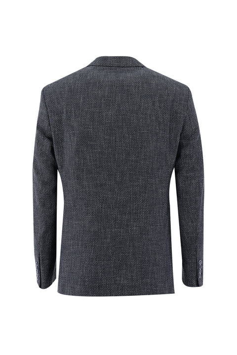 Dark Navy 7 Drop Slim Fit Linen Suit with Vest