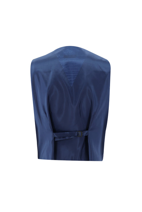 Dark Navy 7 Drop Slim Fit Linen Suit with Vest
