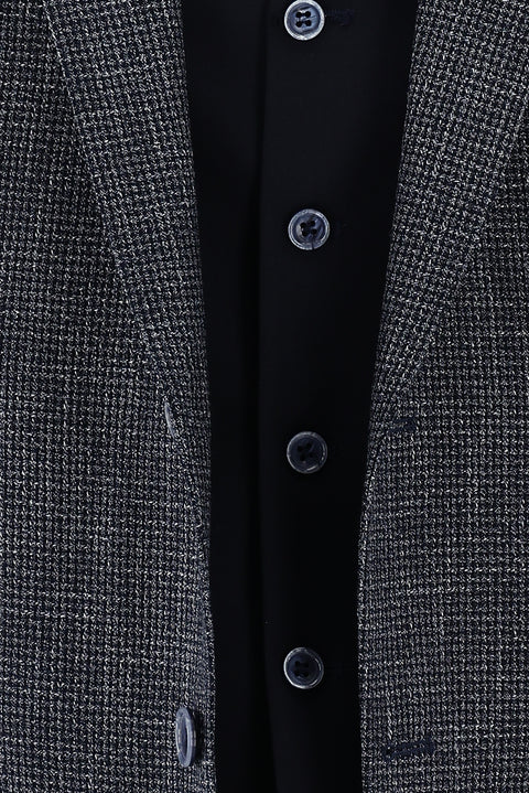 Dark Navy 7 Drop Slim Fit Linen Suit with Vest