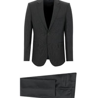 Orta Füme 7 Drop Slim Fit Dar Kesim Çizgili Takım Elbise