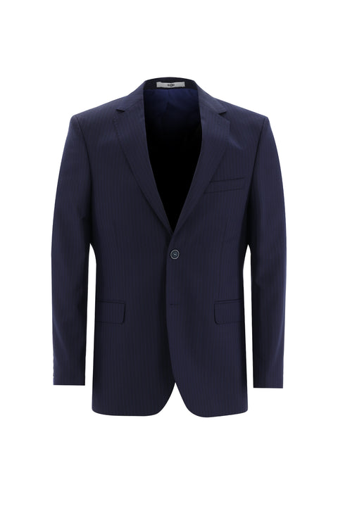 Medium Navy 6 Drop Regular Fit Standard Cut Striped Suit