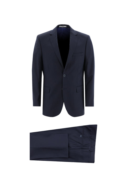 Dark Navy 6 Drop Regular Fit Standard Cut Striped Suit