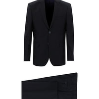 Black and Navy Blue 7 Drop Slim Fit Striped Suit