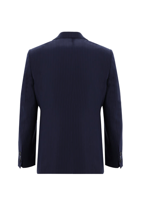 Light Navy Blue 7 Drop Slim Fit Striped Suit