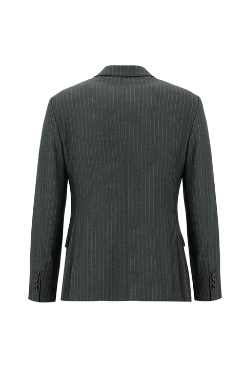 Medium Grey 7 Drop Super Slim Fit Extra Narrow Cut Striped Double-Breasted Suit