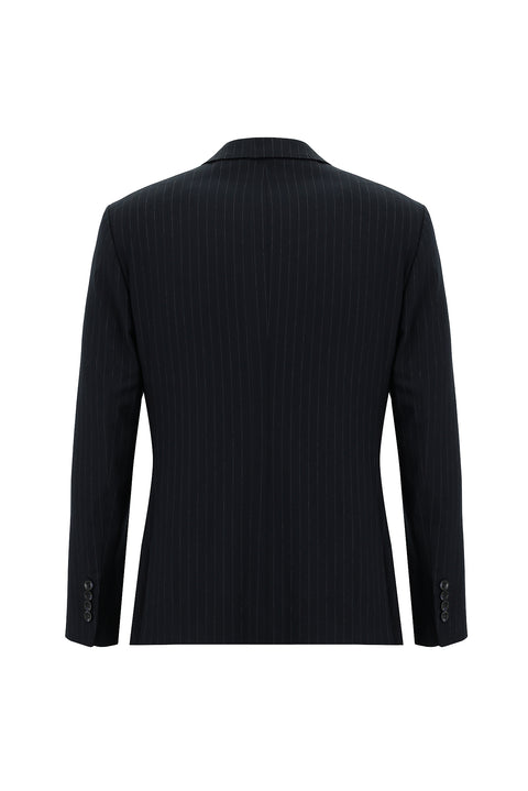 Dark Navy 7 Drop Super Slim Fit Extra Narrow Cut Striped Double-Breasted Suit