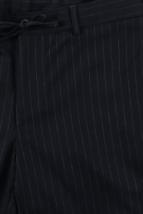 Dark Navy 7 Drop Super Slim Fit Extra Narrow Cut Striped Double-Breasted Suit