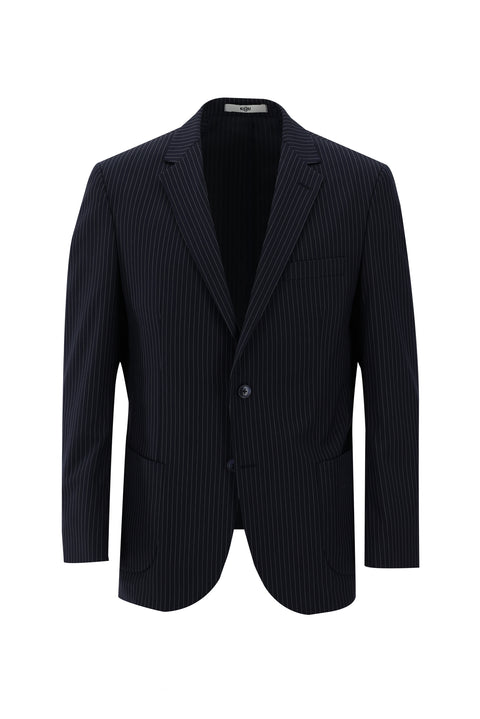 Black 6-Drop Regular Fit Standard Cut Striped Suit