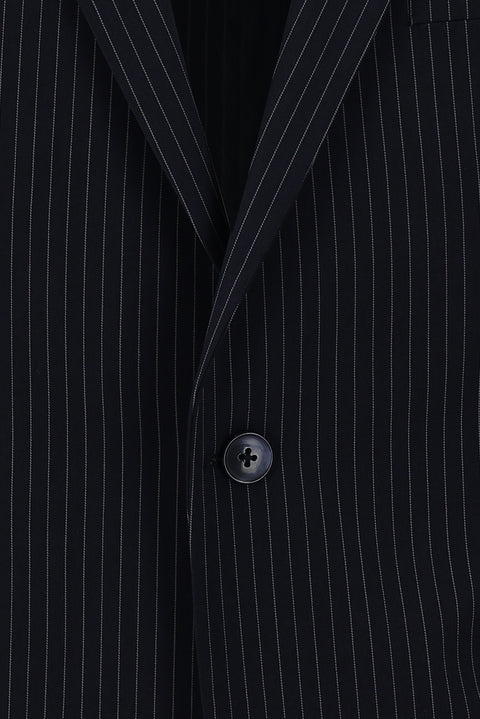Black 6-Drop Regular Fit Standard Cut Striped Suit