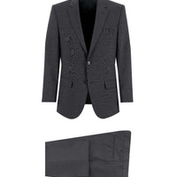 Dark Gray 6-Drop Regular Fit Standard Cut Striped Suit