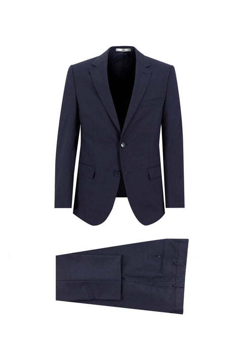 Dark Navy 7 Drop Slim Fit Narrow Cut Wool Striped Suit
