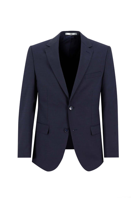Dark Navy 7 Drop Slim Fit Narrow Cut Wool Striped Suit
