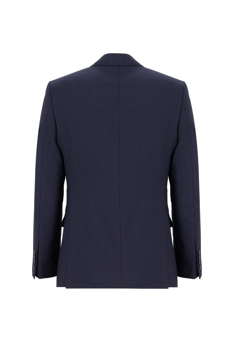 Dark Navy 7 Drop Slim Fit Narrow Cut Wool Striped Suit