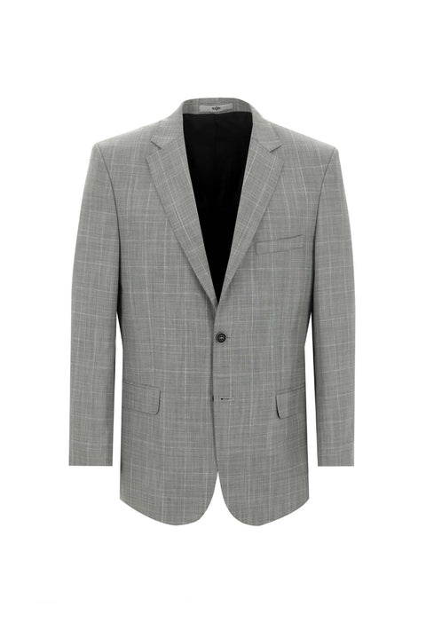 Light Grey 4-Drop Relaxed Fit Plaid Suit