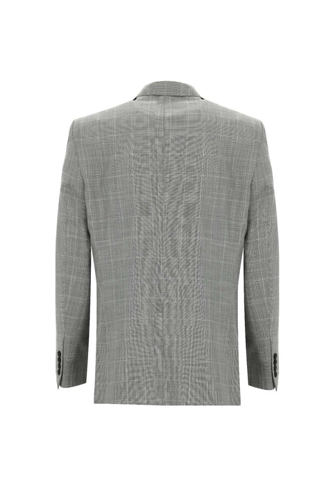 Light Grey 4-Drop Relaxed Fit Plaid Suit