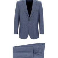 Light Blue 4-Drop Relaxed Fit Plaid Suit
