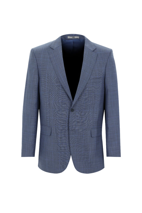Light Blue 4-Drop Relaxed Fit Plaid Suit