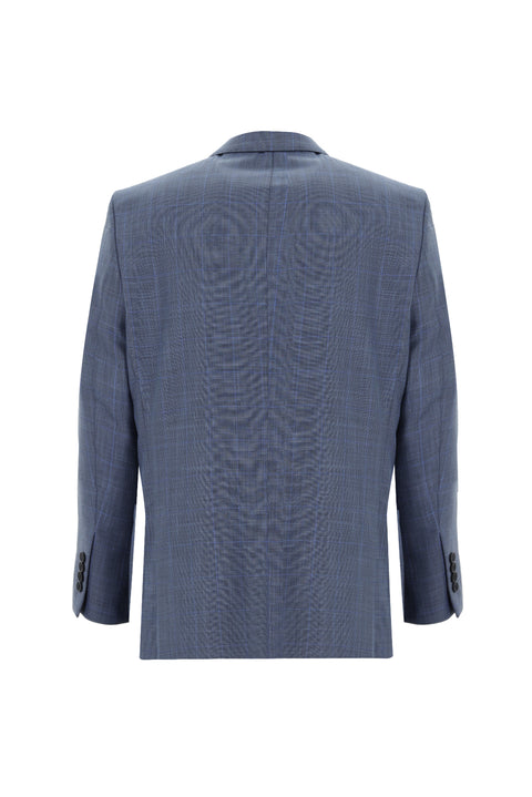 Light Blue 4-Drop Relaxed Fit Plaid Suit