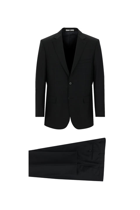 Dark Anthracite 4-Drop Relaxed Fit Plaid Suit