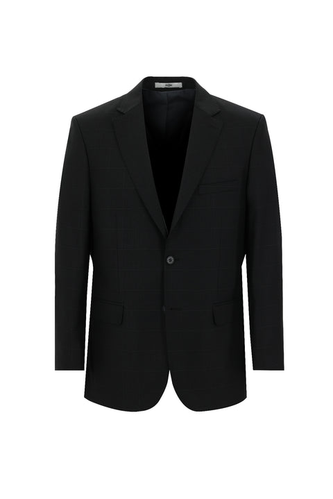 Dark Anthracite 4-Drop Relaxed Fit Plaid Suit
