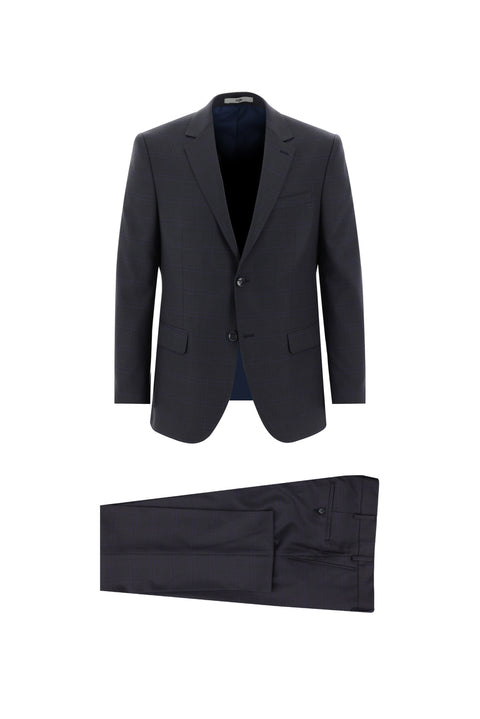 Dark Gray 7 Drop Slim Fit Plaid Suit