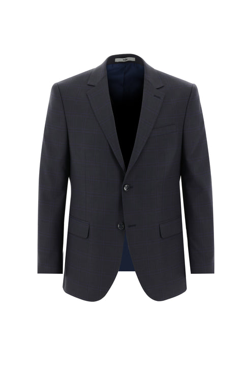 Dark Gray 7 Drop Slim Fit Plaid Suit
