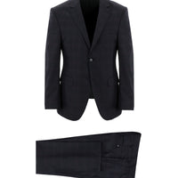 Dark Navy 7 Drop Slim Fit Plaid Suit