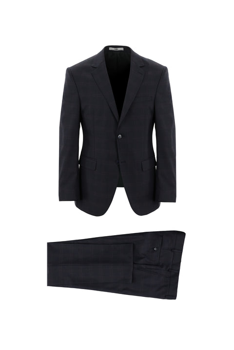 Dark Navy 7 Drop Slim Fit Plaid Suit
