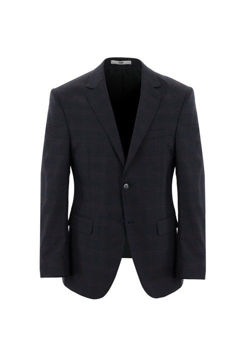 Dark Navy 7 Drop Slim Fit Plaid Suit