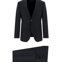 Orta Füme 7 Drop Slim Fit Dar Kesim Ekose Takım Elbise