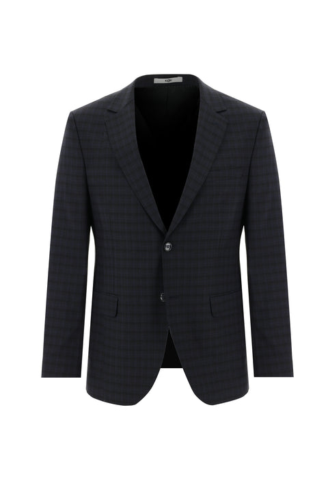Orta Füme 7 Drop Slim Fit Dar Kesim Ekose Takım Elbise