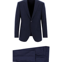 Light Navy 7 Drop Slim Fit Plaid Suit