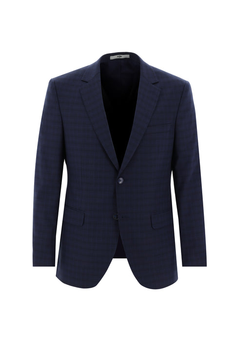 Light Navy 7 Drop Slim Fit Plaid Suit
