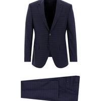 Medium Navy 7 Drop Slim Fit Plaid Suit