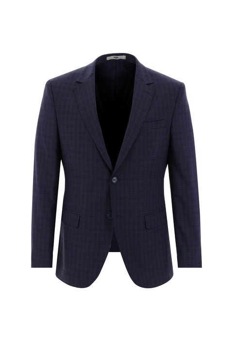 Medium Navy 7 Drop Slim Fit Plaid Suit