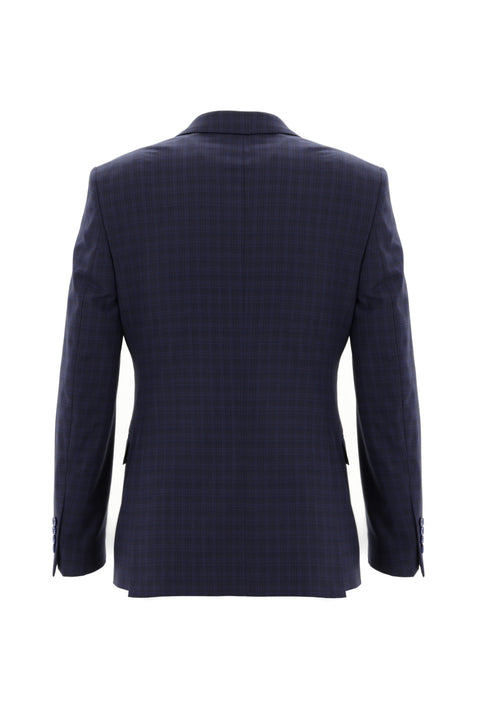 Medium Navy 7 Drop Slim Fit Plaid Suit