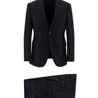 Dark Navy 7 Drop Slim Fit Plaid Suit
