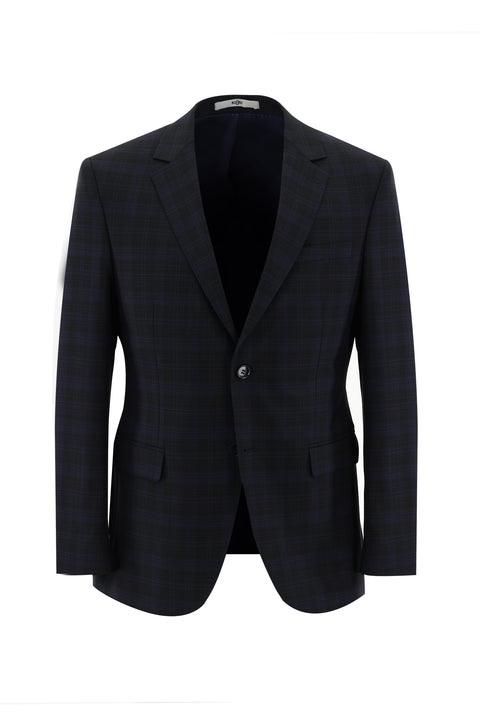 Dark Navy 7 Drop Slim Fit Plaid Suit