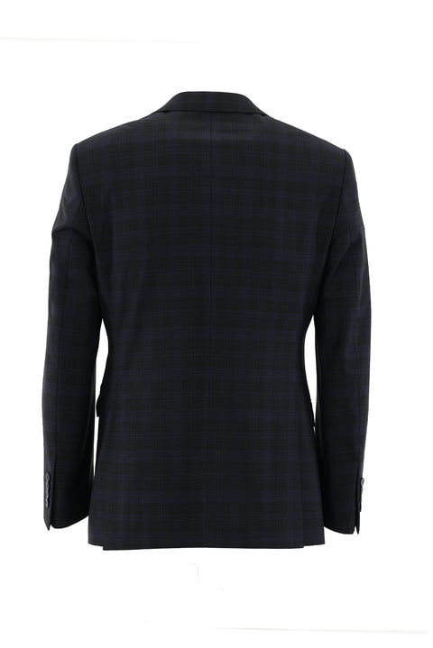 Dark Navy 7 Drop Slim Fit Plaid Suit