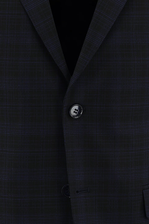 Dark Navy 7 Drop Slim Fit Plaid Suit