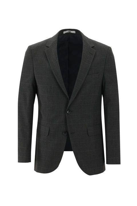 Dark Gray 4-Drop Relaxed Fit Plaid Suit