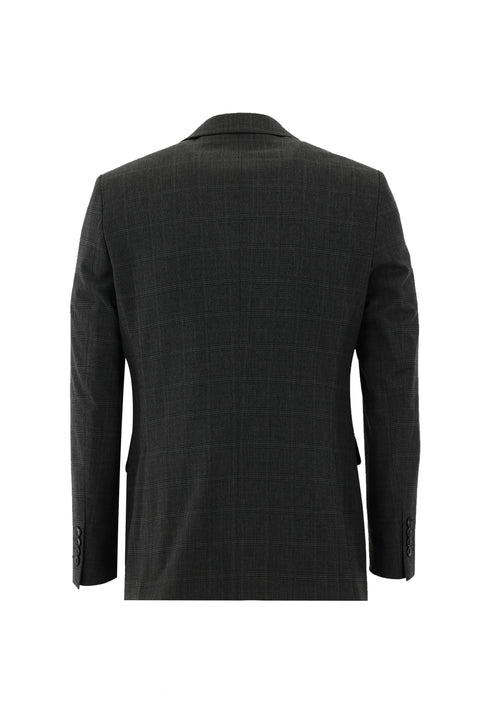 Dark Gray 7 Drop Slim Fit Plaid Suit