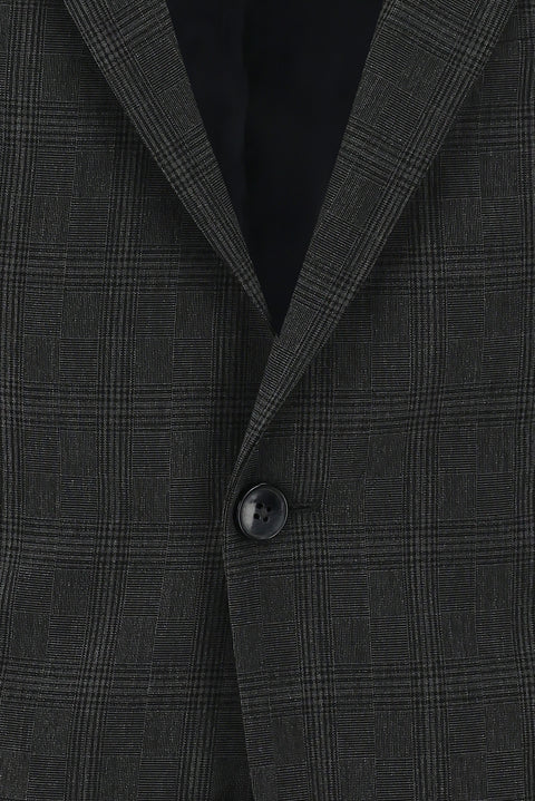 Dark Gray 4-Drop Relaxed Fit Plaid Suit
